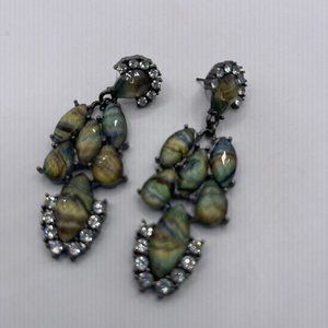 Vintage Labradorite Green Color Gems Chandelier Earrings